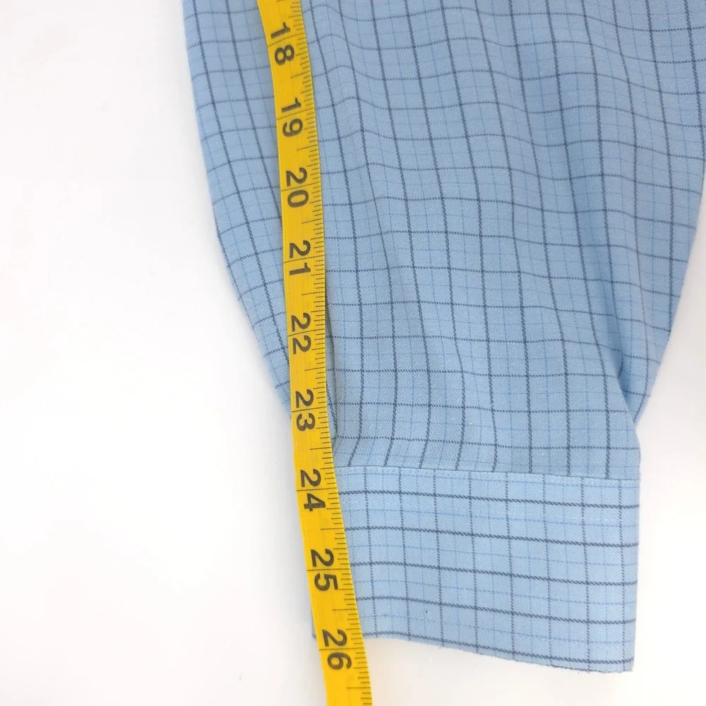Polo Jeans Co Ralph Lauren Mens Shirt Cotton Blue Grid L Button Down Made in USA